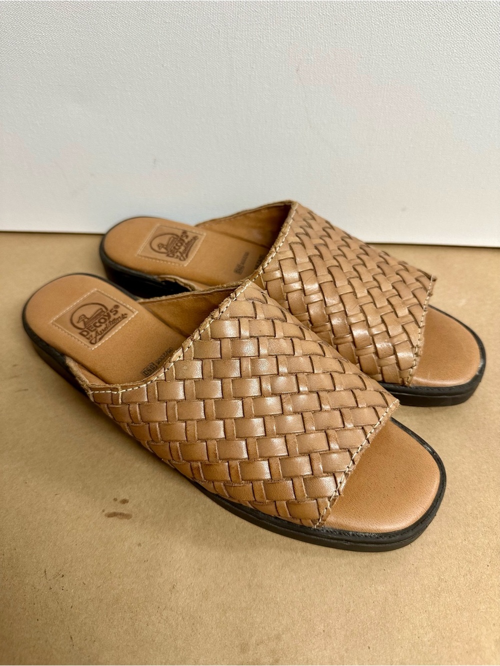 Woven Slide Sandals for Women - Tan